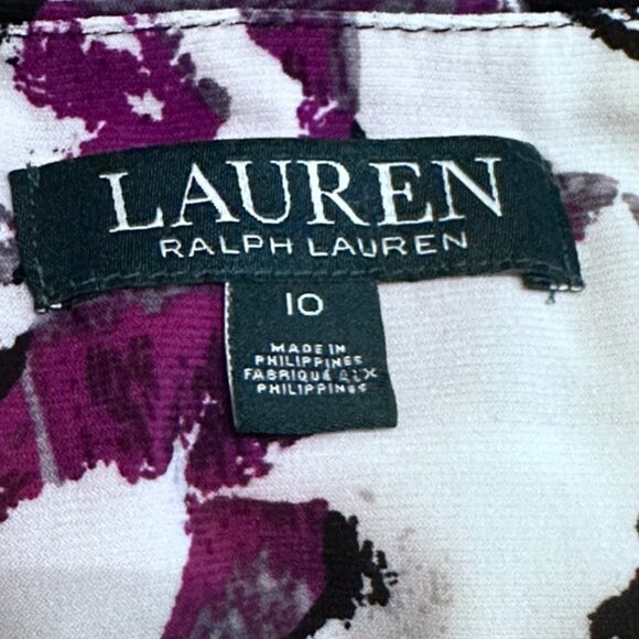 Ralph Lauren Women's Faux Floral Wrap Midi Dress V-Neck Jersey Stretch EUC Sz 10 - Picture 14 of 16